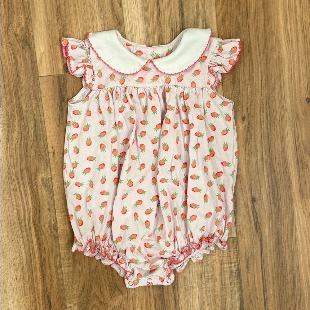 Strawberry Print Pink Kids One Piece